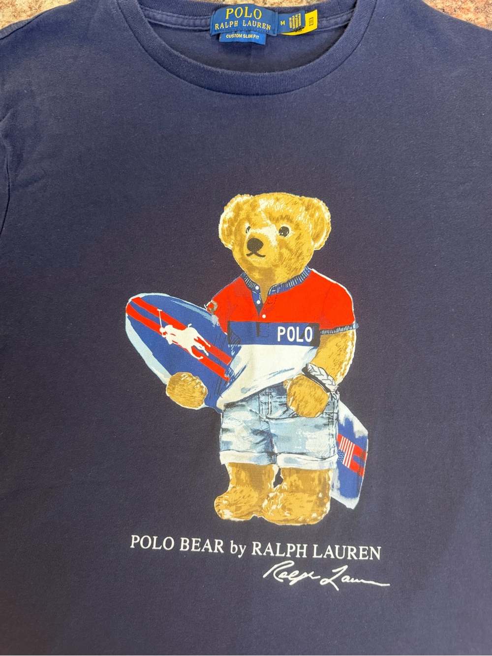 Polo Ralph Lauren Polo Bear Surfboard T-Shirt Men’s M Navy Blue Short Sleeve